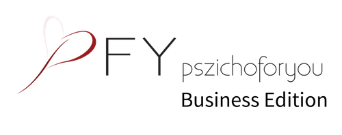 Logo with stylized letters PFY and text pszichoforyou Business Edition.